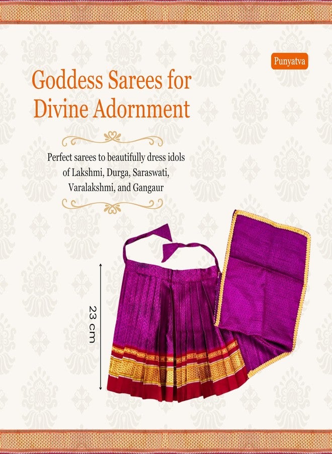 PUNYATVA ساري PUNYATVA Kalash Khun (وردي) / Mata Rani Poshak لـ Varalakshmi، Ma Laxmi، Goddess Durga، Gangaur/Chunri Patka Lehenga Ghagra Khan Dress/Navaratri Margashirsha Devi Pooja Accessories - Image 5
